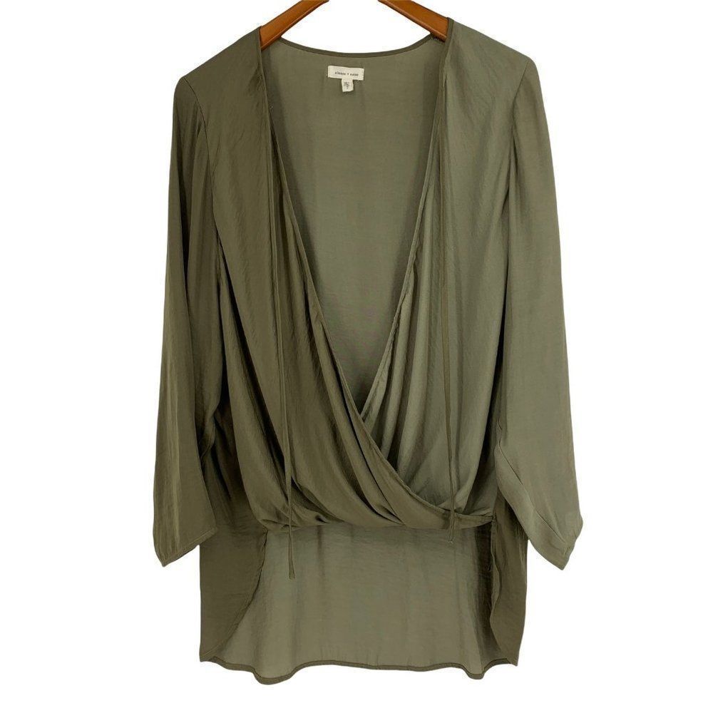 Womans Wrap Top Silence + Noise Olive Size Large
